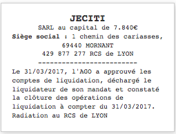 exemple annonce legale liquidation 